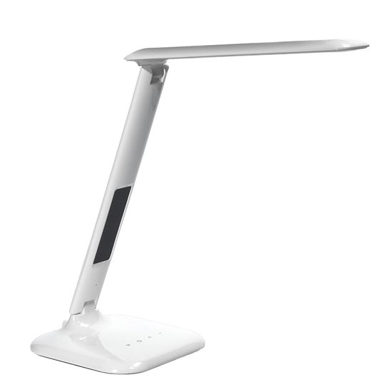 Solight LED stmívatelná stolní lampička s displejem, 7W, volba teploty světla, bílý lesk