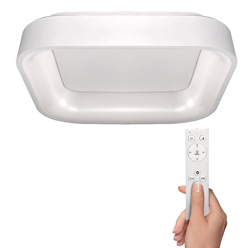Solight LED stropní světlo čtvercové Treviso, 48W, 2880lm, stmívatelné, dálkové ovládání, bílá