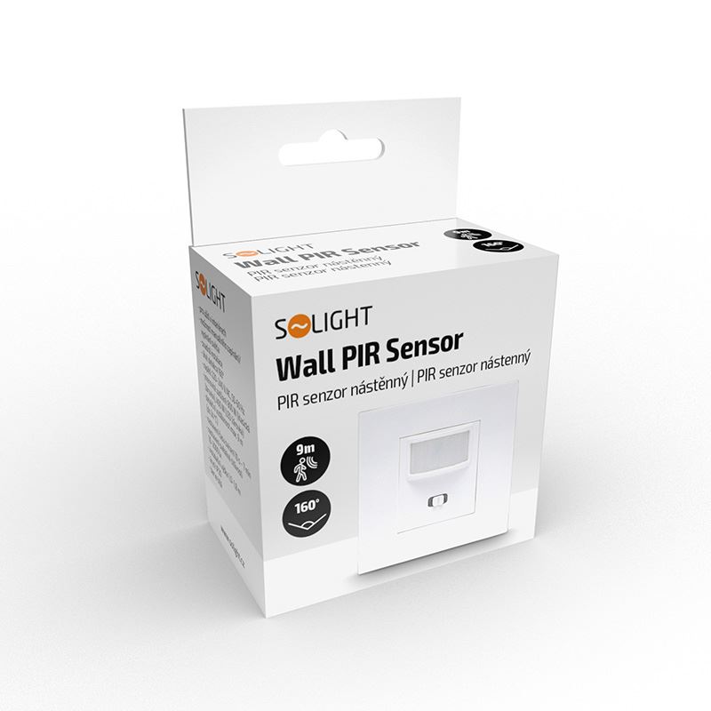 Solight PIR senzor interiérový, do krabičky od vypínačů, funkce zapnutí-vypnutí senzoru, bílý