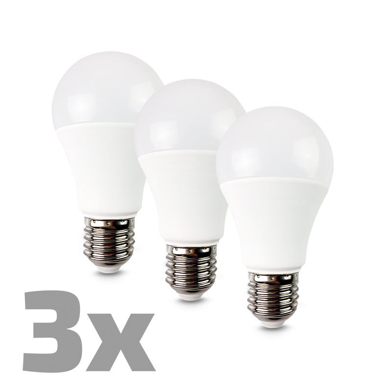 ECOLUX LED žárovka 3-pack, klasický tvar, 10W, E27, 3000K, 270°, 790lm, 3ks v balení
