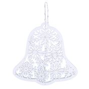 Solight LED dřevěný vánoční zvoneček, 9x LED, bílá, 30cm, časovač, 2x AA