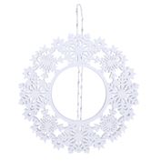 Solight LED dřevěný vánoční věnec, 10x LED, bílá, 30cm, časovač, 2x AA