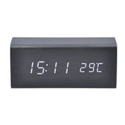 Solight Alarm clock, white LED backlight, three alarm clocks, adjustable backlight intensity, thermometer, decor: black wood
