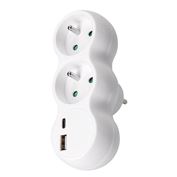 Solight rozbočka s USB A+C rychlonabíječkou 20W PD, 2 x 10A, bílá