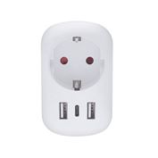 Solight travel adapter with USB A+C 20W PD to the United States, type B