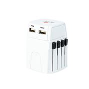 SKROSS MUV Micro USB cestovní adaptér, 2.5A max., vč. USB nabíjení 2x výstup s LED indikací - 2400mA, univerzální pro 150 zemí