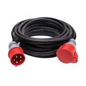 Solight 1-way extension lead, 20m, 400V/32A, black, rubber H05RR-F 5G 2.5mm2