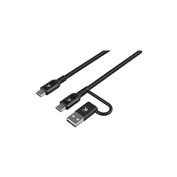 SKROSS USB C-C+A Link 2in1 Pro Cable, 100W, 150cm, opletený, černý