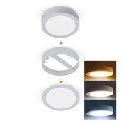 Solight LED mini panel koupelnový 2v1, 3CCT, podhledový/přisazený, 12W, 1020lm, IP54, stříbrná, kulatý