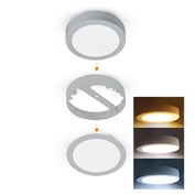 Solight LED mini panel koupelnový 2v1, 3CCT, podhledový/přisazený, 18W, 1530lm, IP54, stříbrná, kulatý
