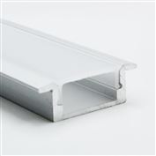 Solight aluminum profile with side bars for LED strips, 22x17x8mm, milky diffuser, 1m