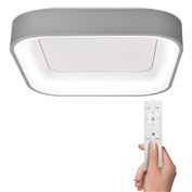 Solight LED ceiling light Treviso, 48W, 2880lm, square, dimmable, remote control, grey