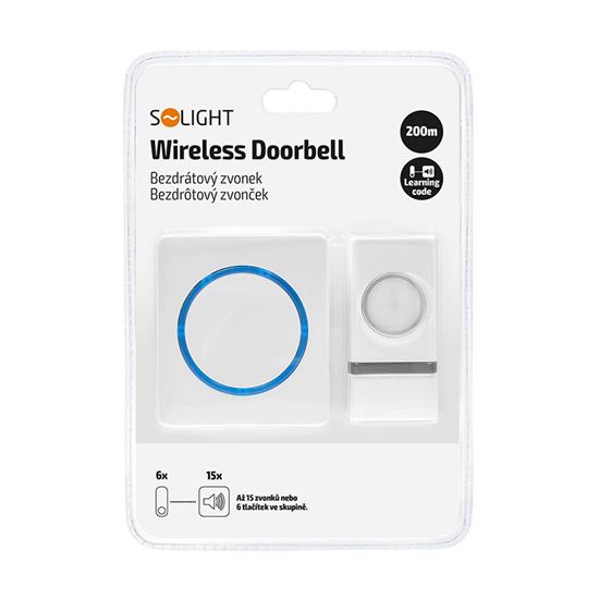 Solight Wireless doorbell, battery operated, 120m, fixed code, white