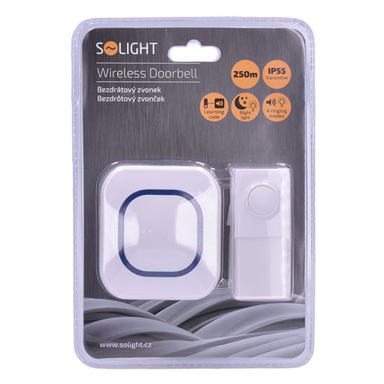 Solight Wireless doorbell, plug-in, 250m, learning code, white