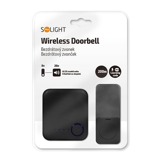 Solight Wireless doorbell, plug-in, 200m, learning code, black