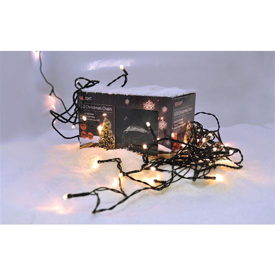 Solight LED venkovní vánoční řetěz, 200 LED, 10m, přívod 5m, 8 funkcí, IP44, teplá bílá