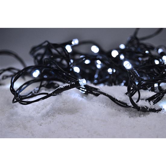Solight LED venkovní vánoční řetěz, 400 LED, 20m, přívod 5m, 8 funkcí, IP44, studená bílá