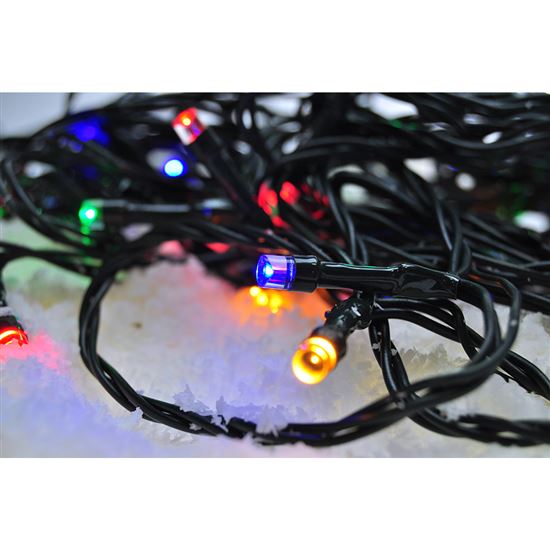Solight LED venkovní vánoční řetěz, 200 LED, 20m, přívod 5m,  8 funkcí, časovač, IP44, vícebarevný
