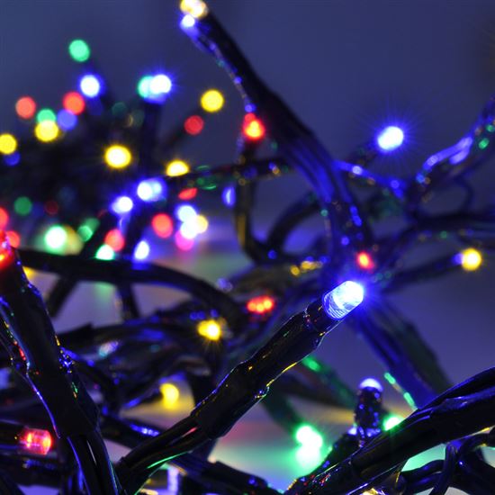Solight LED venkovní vánoční řetěz s dálkový ovládáním a zvukovým senzorem - Cluster, 576 LED, 8 funkcí, časovač, IP44, vícebarevná