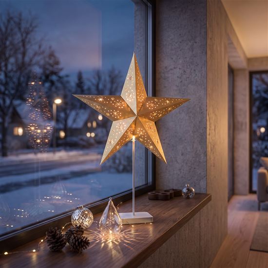 Solight LED Christmas star table lamp, 10x LED, 3x AA, gold