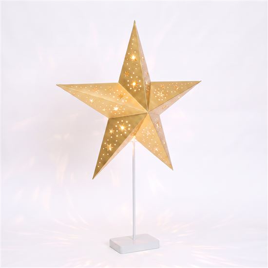 Solight LED Christmas star table lamp, 10x LED, 3x AA, gold
