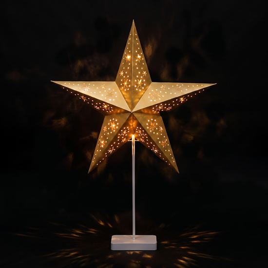 Solight LED Christmas star table lamp, 10x LED, 3x AA, gold