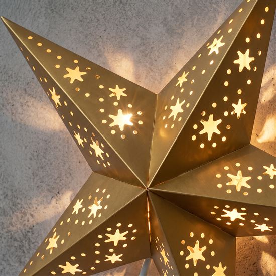 Solight LED Christmas star table lamp, 10x LED, 3x AA, gold