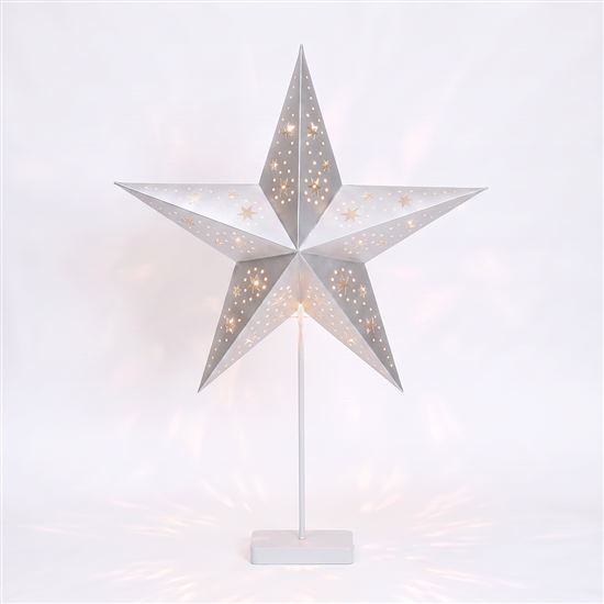 Solight LED Christmas star table lamp, 10x LED, 3x AA, silver