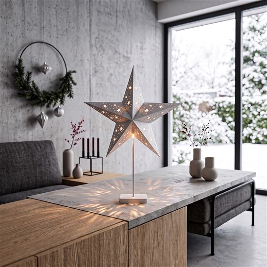 Solight LED Christmas star table lamp, 10x LED, 3x AA, silver