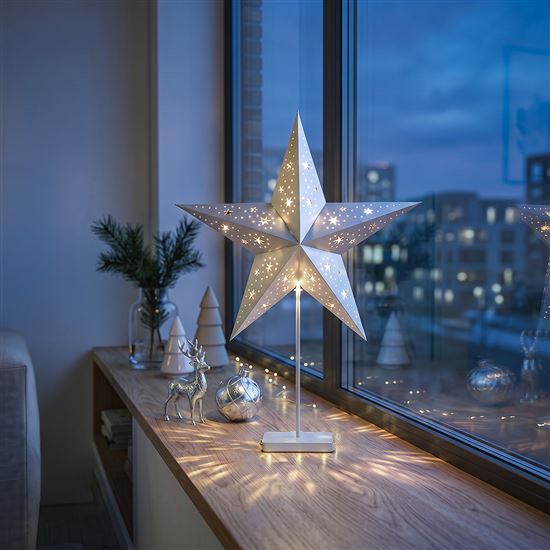 Solight LED Christmas star table lamp, 10x LED, 3x AA, silver