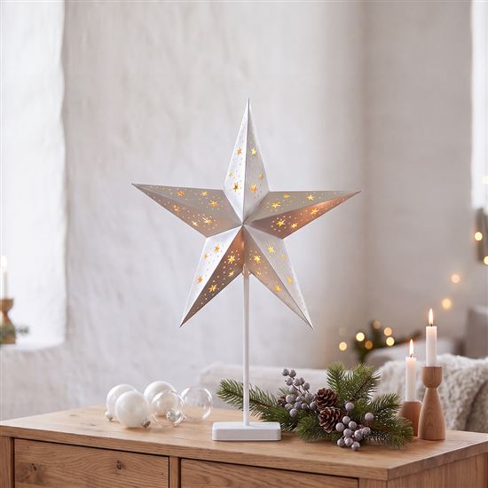 Solight LED Christmas star table lamp, 10x LED, 3x AA, silver