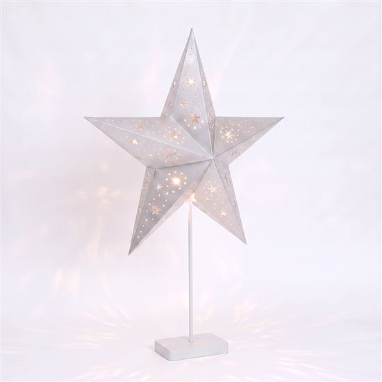 Solight LED Christmas star table lamp, 10x LED, 3x AA, silver