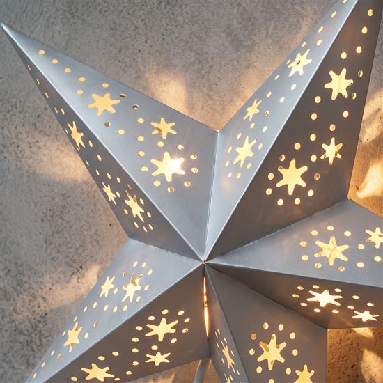 Solight LED Christmas star table lamp, 10x LED, 3x AA, silver