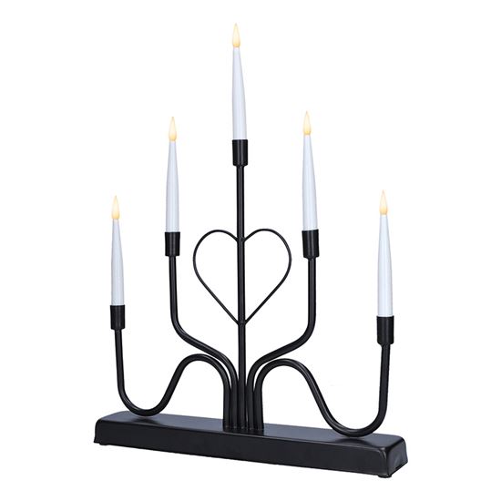 Solight LED metal candlestick, 5x LED, black, 40cm