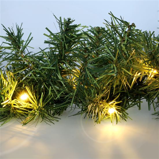 Solight LED Christmas garland with needles, 3m, 48x LED, timer, 3xAA, IP44