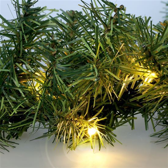 Solight LED Christmas garland with needles, 3m, 48x LED, timer, 3xAA, IP44