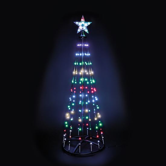 Solight smart Christmas tree, 150 LED, 1.5m, IP44, RGB, remote control + BT app