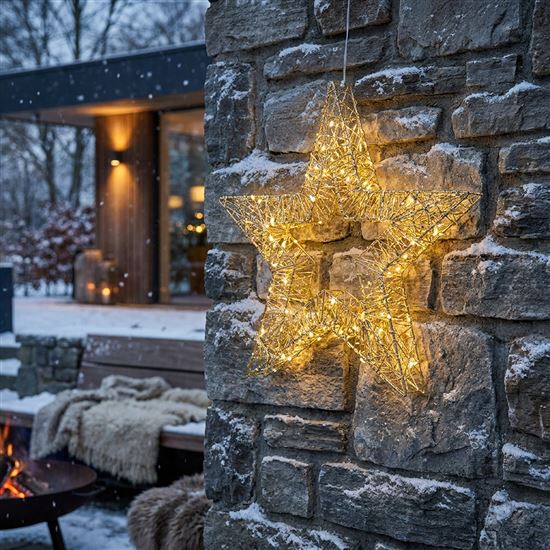 Solight LED Christmas star 3D, 150 LED, 60cm, IP44, warm white, timer