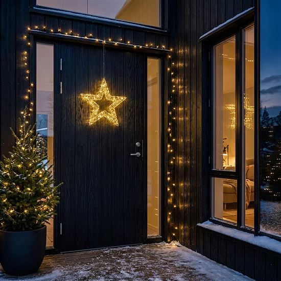 Solight LED Christmas star 3D, 150 LED, 60cm, IP44, warm white, timer