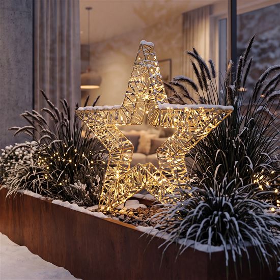 Solight LED Christmas star 3D, 150 LED, 60cm, IP44, warm white, timer