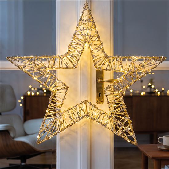 Solight LED Christmas star 3D, 150 LED, 60cm, IP44, warm white, timer