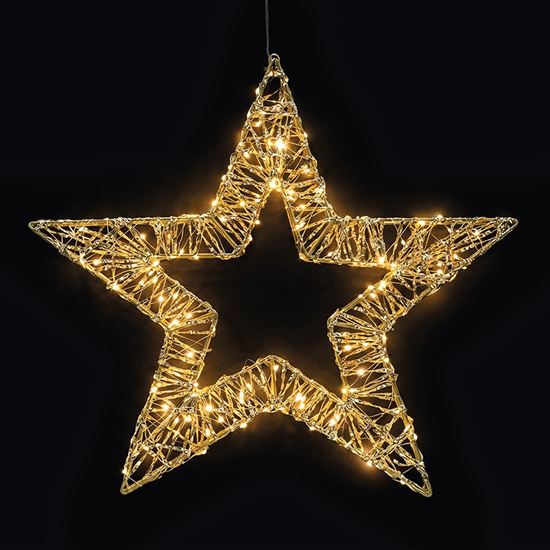 Solight LED Christmas star 3D, 150 LED, 60cm, IP44, warm white, timer