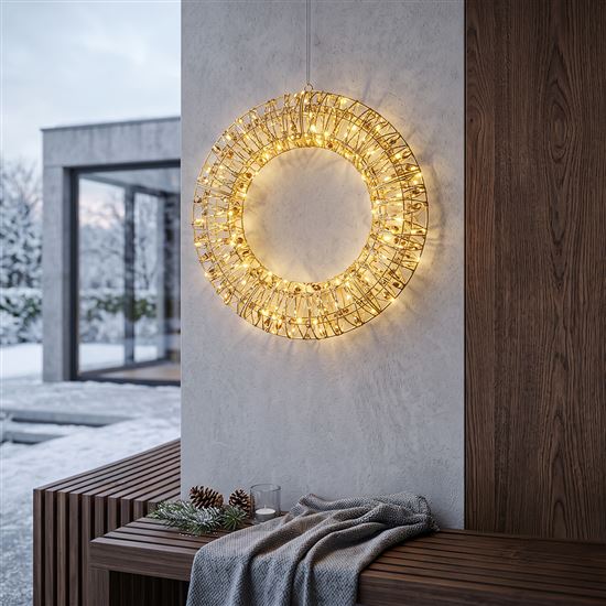Solight LED Christmas wreath 3D, 150 LED, 50cm, IP44, warm white, timer