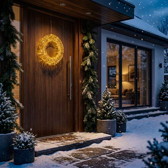 Solight LED Christmas wreath 3D, 150 LED, 50cm, IP44, warm white, timer
