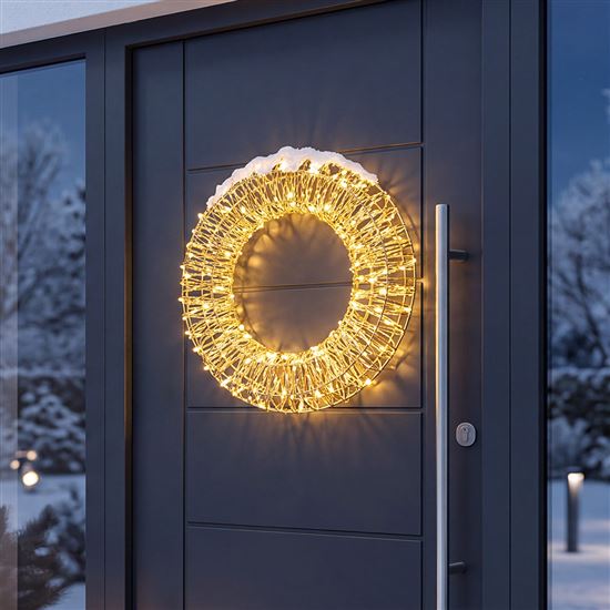 Solight LED Christmas wreath 3D, 150 LED, 50cm, IP44, warm white, timer