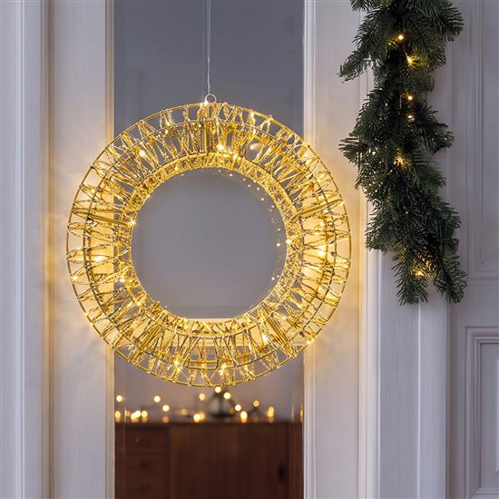 Solight LED Christmas wreath 3D, 150 LED, 50cm, IP44, warm white, timer