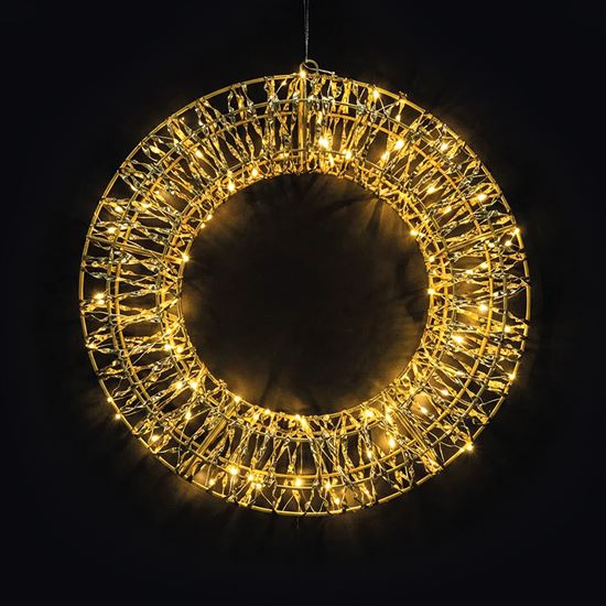 Solight LED Christmas wreath 3D, 150 LED, 50cm, IP44, warm white, timer
