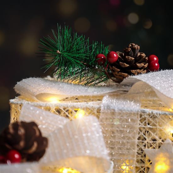 Solight set of 3 LED Christmas gifts, 48x LED, IP44, 230V, white design