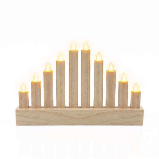 Solight wooden LED candle holder, 10x LED, 25cm, 2x AA