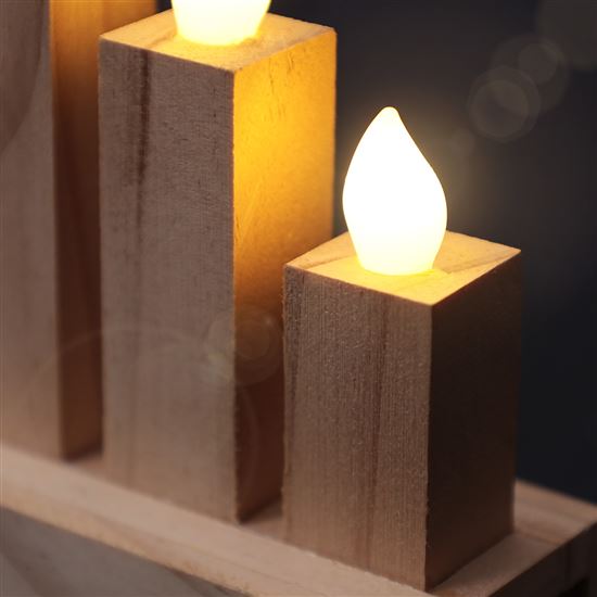 Solight wooden LED candle holder, 10x LED, 25cm, 2x AA